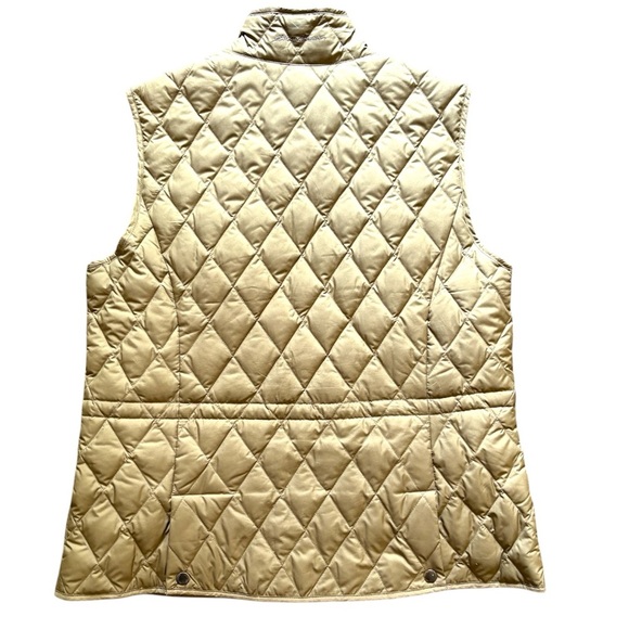 Eddie Bauer Down Quilted Vest Women’s Large Tan Orange Reversible Lightweight - Picture 2 of 8